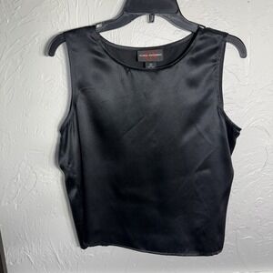 Gloria Vanderbilt WMS Size 8 100% Silk Black Tank Dark Fairy Quiet Luxury Staple